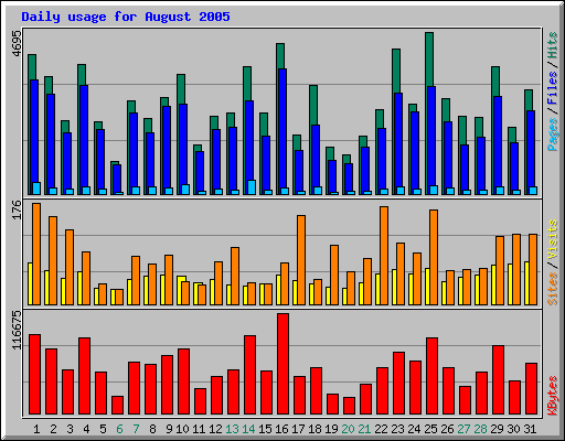 Daily usage for August 2005