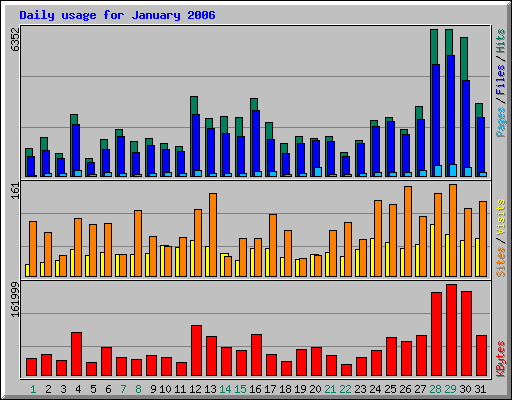 Daily usage for January 2006