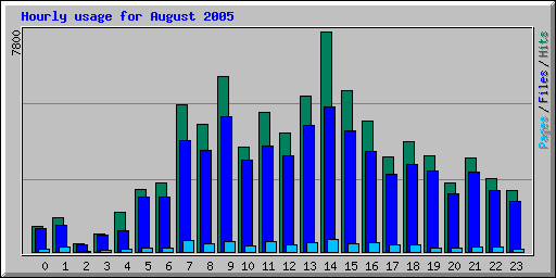 Hourly usage for August 2005